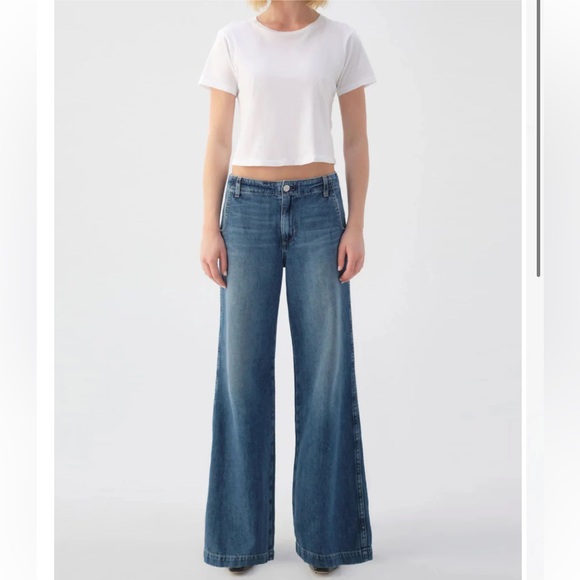 AMO Denim - AMO Edith Wide Leg Denim Trouser in Romance 100% Cotton Slouchy Fit size 29